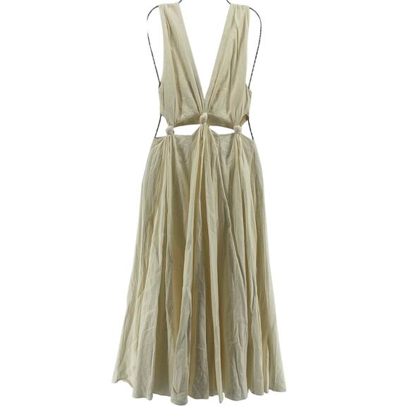 Farm Rio Cut Out White Linen Midi Dress Size XS - Picture 3 of 8